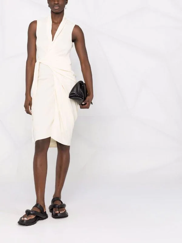 ( Nouvelle Collection ) Rick Owens Robe Ceinturée à Col V 21 NATURAL 4 ( Nouvelle Collection ) Rick Owens Robe Ceinturée à Col V 21 NATURAL – Image 2