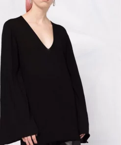 ( Nouvelle Collection ) Rick Owens Haut En Maille Fine à Col V 09 BLACK -Rick Owens Soldes 17817323 37621212 600