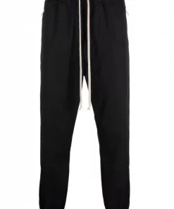 ( Nouvelle Collection ) Rick Owens 09 BLACK Pantalon De Jogging à Lien De Resserrage Homme