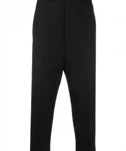 ( Nouvelle Collection ) Rick Owens 09 BLACK Pantalon De Costume Crop Homme