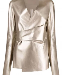 ( Nouvelle Collection ) Rick Owens Veste Métallisée à Design Portefeuille Femme