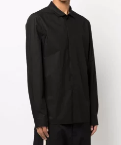 ( Nouvelle Collection ) Rick Owens 09 BLACK Chemise Unie à Manches Longues Homme -Rick Owens Soldes 17821289 37626006 600