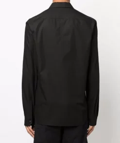 ( Nouvelle Collection ) Rick Owens 09 BLACK Chemise Unie à Manches Longues Homme -Rick Owens Soldes 17821289 37627303 600
