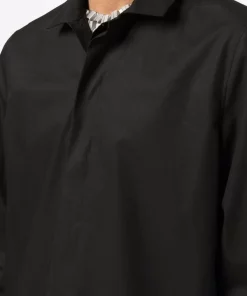 ( Nouvelle Collection ) Rick Owens 09 BLACK Chemise Unie à Manches Longues Homme -Rick Owens Soldes 17821289 37627307 600