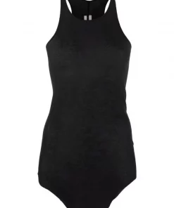 ( Nouvelle Collection ) Rick Owens 09 BLACK Débardeur En Coton à Design Incurvé Femme