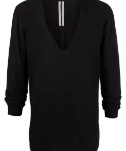 ( Nouvelle Collection ) Rick Owens 09 BLACK Sweat à Col V Homme
