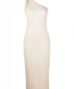 ( Nouvelle Collection ) Rick Owens 32 VANILLA Robe Nervurée à Design à Une épaule Femme