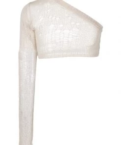 ( Nouvelle Collection ) Rick Owens Pull Crop à Design Asymétrique à Une épaule Homme