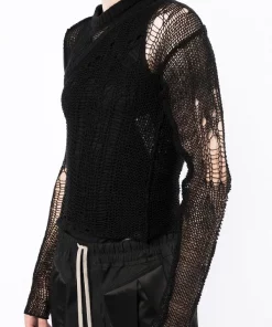 Rick Owens 09 BLACK Pull Banana Net à Effet Usé Homme -Rick Owens Soldes 17839138 37570204 600