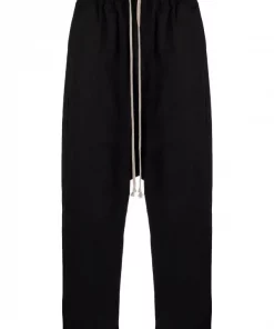 Rick Owens Pantalon Court à Taille à Lien De Resserrage 09 BLACK