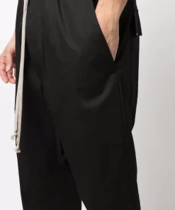 Rick Owens Pantalon Court à Taille à Lien De Resserrage 09 BLACK -Rick Owens Soldes 17844228 37708020 600