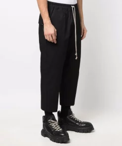 Rick Owens Pantalon Court à Taille à Lien De Resserrage 09 BLACK -Rick Owens Soldes 17844228 37709011 600