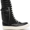 Rick Owens Baskets Lacées à Semelle épaisse 91 BLACK/MILK
