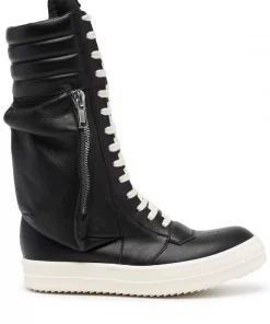Rick Owens Baskets Lacées à Semelle épaisse 91 BLACK/MILK