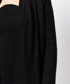 ( Nouvelle Collection ) Rick Owens Cardigan Mi-long En Cachemire 09 NERO -Rick Owens Soldes 17858296 37881878 600