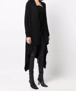 ( Nouvelle Collection ) Rick Owens Cardigan Mi-long En Cachemire 09 NERO -Rick Owens Soldes 17858296 37882303 600