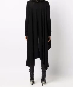 ( Nouvelle Collection ) Rick Owens Cardigan Mi-long En Cachemire 09 NERO -Rick Owens Soldes 17858296 37884302 600