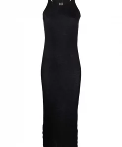 ( Nouvelle Collection ) Rick Owens Robe-débardeur Longue Forever à Effet De Transparence 09 BLACK