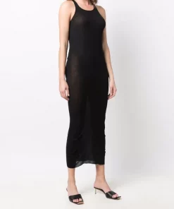 ( Nouvelle Collection ) Rick Owens Robe-débardeur Longue Forever à Effet De Transparence 09 BLACK -Rick Owens Soldes 17859935 37625276 600