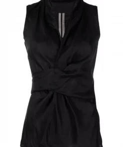 ( Nouvelle Collection ) Rick Owens Haut Cache-cœur Laura à Design Sans Manches 09 BLACK