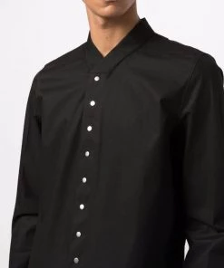 ( Nouvelle Collection ) Rick Owens Chemise Unie à Manches Longues 09 BLACK -Rick Owens Soldes 17860707 37624807 600