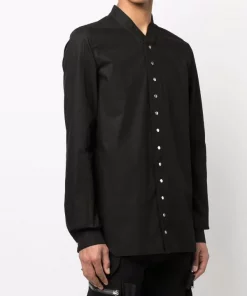 ( Nouvelle Collection ) Rick Owens Chemise Unie à Manches Longues 09 BLACK -Rick Owens Soldes 17860707 37625277 600