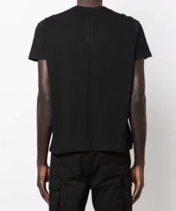 ( Nouvelle Collection ) Rick Owens T-shirt En Maille Fine à Manches Courtes 09 BLACK -Rick Owens Soldes 17861250 38457424 600