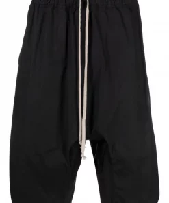 ( Nouvelle Collection ) Rick Owens Short Ă Taille Ă Lien De Resserrage 09 NERO