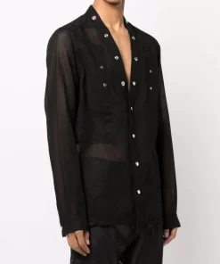 ( Nouvelle Collection ) Rick Owens Chemise Boutonnée à Manches Longues Homme -Rick Owens Soldes 17875075 37802596 600