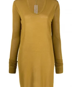 ( Nouvelle Collection ) Rick Owens GREEN Haut En Maille à Col V Femme