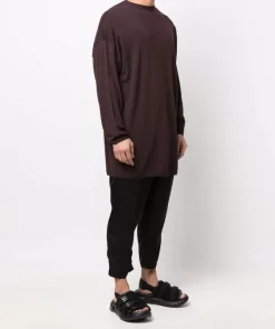 ( Nouvelle Collection ) Rick Owens 64 OXBLOOD Pull Long à Col Rond Homme -Rick Owens Soldes 17881701 37737465 600