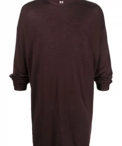 ( Nouvelle Collection ) Rick Owens 64 OXBLOOD Pull Long à Col Rond Homme