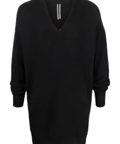 ( Nouvelle Collection ) Rick Owens Pull Tommy à Col V 09 BLACK