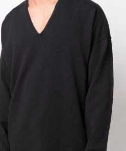 ( Nouvelle Collection ) Rick Owens Pull Tommy à Col V 09 BLACK -Rick Owens Soldes 17881702 37737462 600