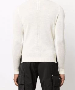 ( Nouvelle Collection ) Rick Owens Pull En Laine Vierge à Design à Empiècements 213409 NATURAL/DUST/BLACK -Rick Owens Soldes 17882527 37742713 600