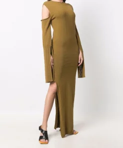 ( Nouvelle Collection ) Rick Owens Robe Longue à Manches Fendues Femme -Rick Owens Soldes 17882532 37742684 600