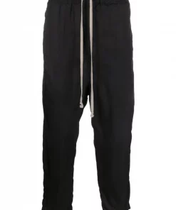 ( Nouvelle Collection ) Rick Owens Pantalon Slim à Lien De Resserrage 09 BLACK