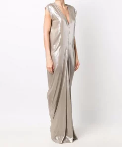 Rick Owens 98 WARM SILVER Robe Longue à Design Sans Manches Femme -Rick Owens Soldes 17884728 37747647 600