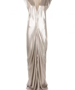 Rick Owens 98 WARM SILVER Robe Longue à Design Sans Manches Femme