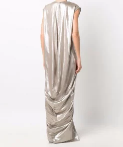 Rick Owens 98 WARM SILVER Robe Longue à Design Sans Manches Femme -Rick Owens Soldes 17884728 37749553 600