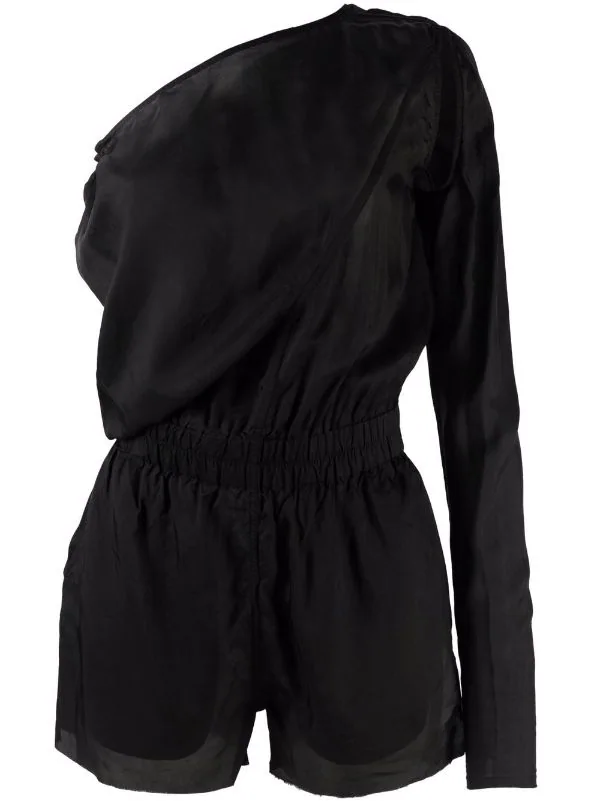 Rick Owens 09 BLACK Combishort Drapée à Design à Une épaule Femme 3 Rick Owens 09 BLACK Combishort Drapée à Design à Une épaule Femme
