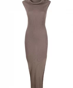 ( Nouvelle Collection ) Rick Owens 34 DUST Robe Sans Manches à Col Bénitier Femme