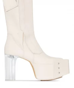 ( Nouvelle Collection ) Rick Owens Bottes Fogpocket 100 à Plateforme 11 MILK