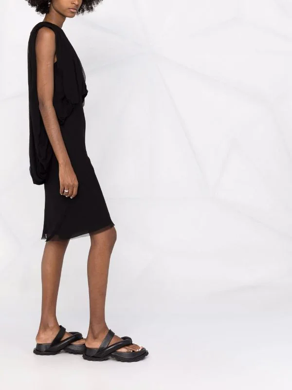 ( Nouvelle Collection ) Rick Owens Robe Courte En Soie à Design Sans Manches 09 BLACK 6 ( Nouvelle Collection ) Rick Owens Robe Courte En Soie à Design Sans Manches 09 BLACK – Image 4