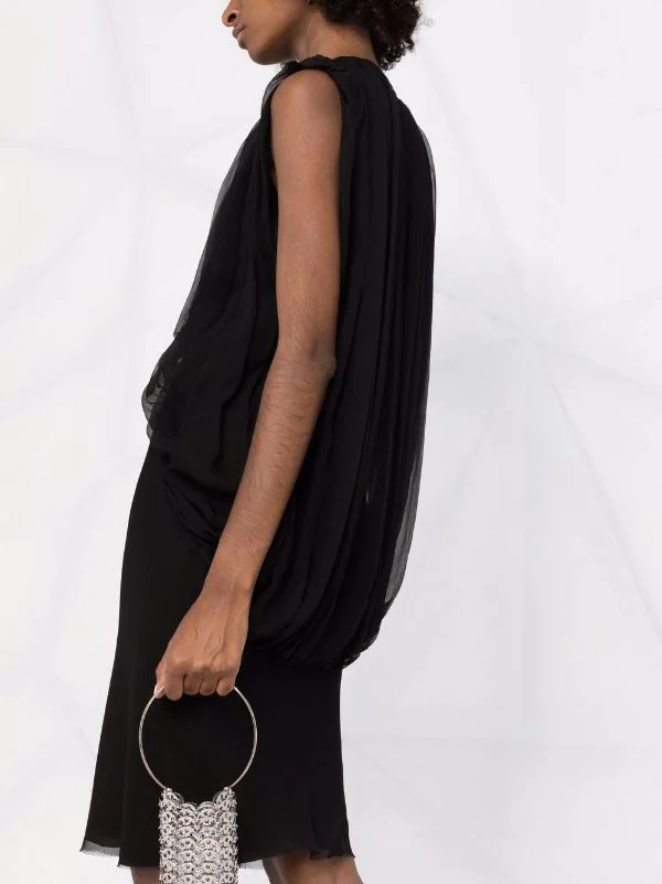 ( Nouvelle Collection ) Rick Owens Robe Courte En Soie à Design Sans Manches 09 BLACK 5 ( Nouvelle Collection ) Rick Owens Robe Courte En Soie à Design Sans Manches 09 BLACK – Image 3