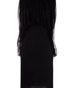 ( Nouvelle Collection ) Rick Owens Robe Courte En Soie à Design Sans Manches 09 BLACK