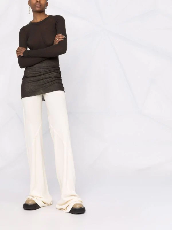 ( Nouvelle Collection ) Rick Owens Pantalon évasé à Taille Nervurée Femme 4 ( Nouvelle Collection ) Rick Owens Pantalon évasé à Taille Nervurée Femme – Image 2