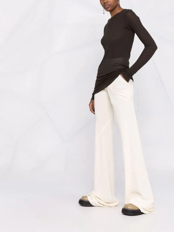 ( Nouvelle Collection ) Rick Owens Pantalon évasé à Taille Nervurée Femme 8 ( Nouvelle Collection ) Rick Owens Pantalon évasé à Taille Nervurée Femme – Image 6