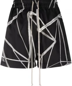 ( Nouvelle Collection ) Rick Owens 0921 BLACK/NATURAL Short Fog à Imprimé Abstrait Femme