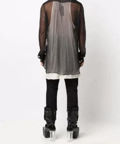 ( Nouvelle Collection ) Rick Owens 09 BLACK Chemise à Effet De Transparence Homme -Rick Owens Soldes 17909451 39147080 600